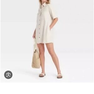 Universal Thread Cream Mini Shirt Dress